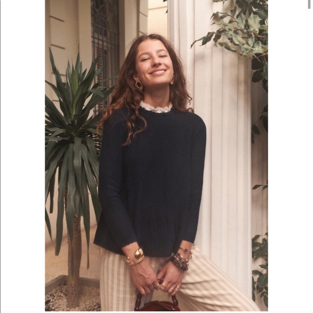 Sezane Navy Apolline Sweater